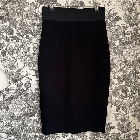 Milly Classic Black Pencil Skirt Elastic Waist Women’s Size 6 Made in USA - Picture 1 of 10
